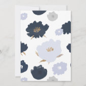 Sparen de Datum Modern Glitter Foto Blauw Floral Save The Date (Achterkant)