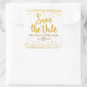 Sparen de Datum Modern Glitter Ontwerp van de Teks Vierkante Sticker (Tas)