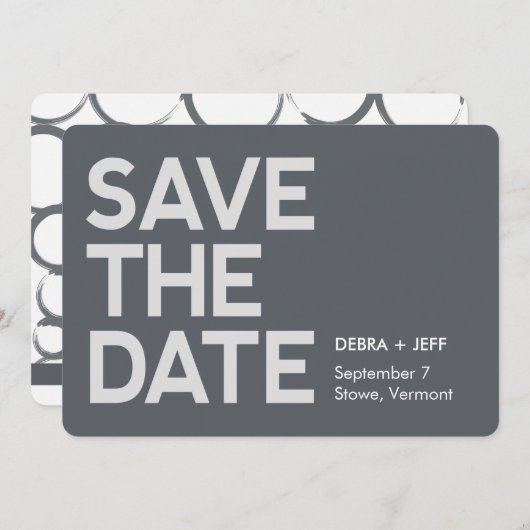 Sparen de Datum Modern Grijs Save The Date (Voorkant / Achterkant)