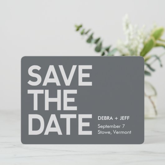 Sparen de Datum Modern Grijs Save The Date (Staand voorkant)