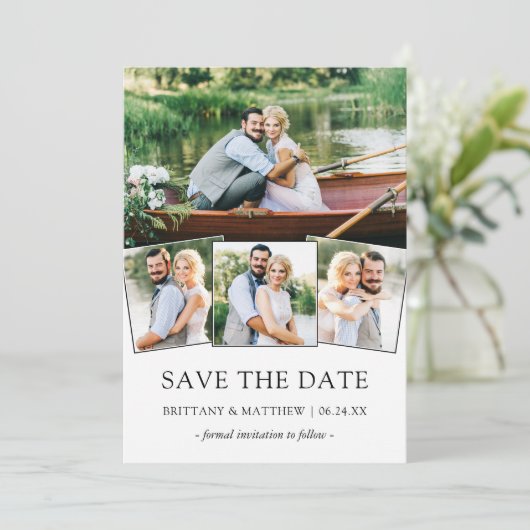 Sparen de Datum Modern Minimalist 4 Foto Save The Date (Staand voorkant)