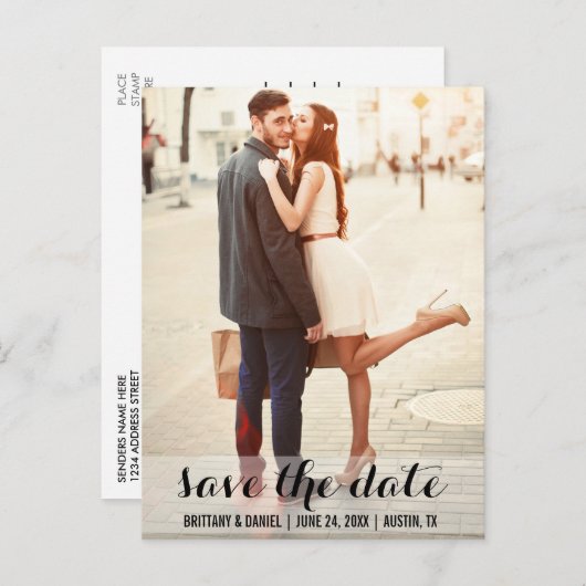 Sparen de Datum Modern Verloving Briefkaart LB (Voorkant / Achterkant)