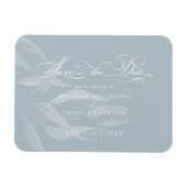 Sparen de Datum Modern Witte Volage op Dusty Blauw Magneet (Horizontaal)