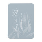 Sparen de Datum Modern Witte Volage op Dusty Blauw Magneet (Verticaal)