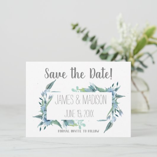 Sparen de Datum Moderne  Floral Lijst Save The Date (Staand voorkant)