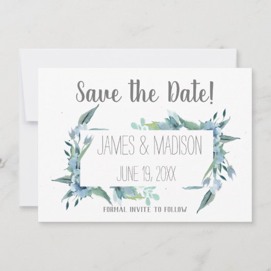 Sparen de Datum Moderne  Floral Lijst Save The Date (Voorkant)