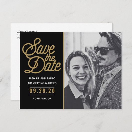 Sparen de Datum Moderne Foto van het Manuscript va Briefkaart (Voorkant / Achterkant)