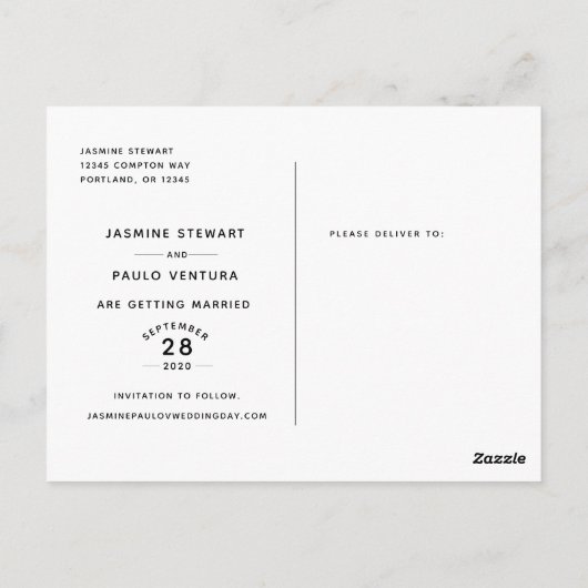 Sparen de Datum Moderne Foto van het Manuscript va Briefkaart (Achterkant)