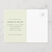 Sparen de Datum Moderne Groene Sage van het Manusc Aankondigingskaart (Achterkant)