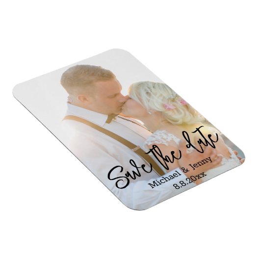 sparen de datum, moderne handschrift trouwfoto magneet (Rechterzijde)