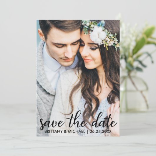 Sparen de Datum Moderne Verloving Fotokaart SB Kaart (Staand voorkant)