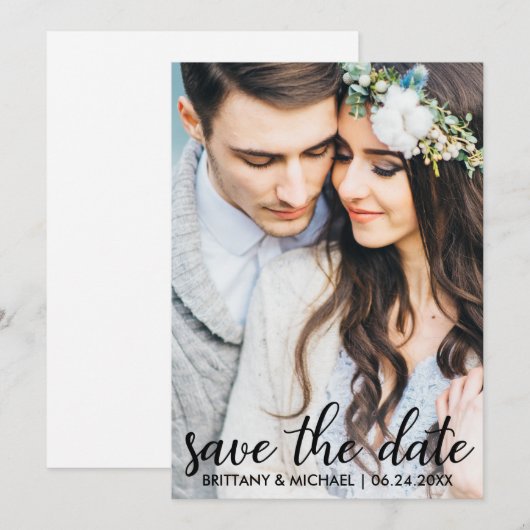 Sparen de Datum Moderne Verloving Fotokaart SB Kaart (Voorkant / Achterkant)