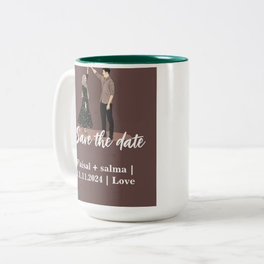 Sparen de datum mok (Voorkant links)