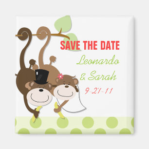 Sparen de Datum Monkey Weddenpaar Magnet Favor