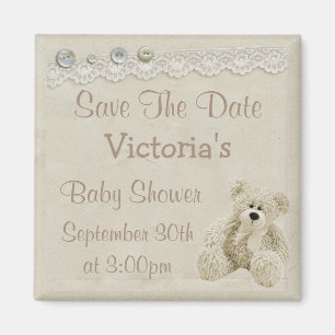 Sparen de Datum Neutrale Baby shower van het Bear Magneet