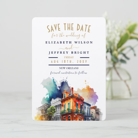 Sparen de Datum New Orleans City Frans Kwarter Kaart (Staand voorkant)
