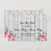 Sparen de Datum nodigen de Houten Rode Rustieke Save The Date (Voorkant / Achterkant)