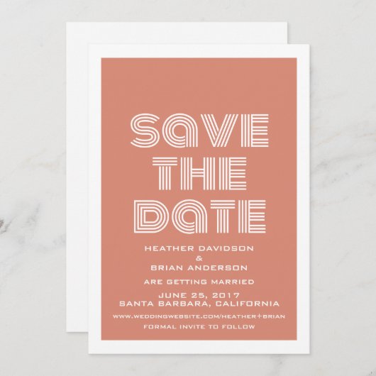 Sparen de Datum nodigt, Sinaasappel opnieuw uit Save The Date (Voorkant / Achterkant)