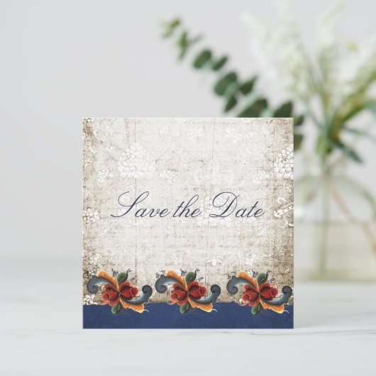 Sparen de Datum Noorse Rosemaling Douane Save The Date (Staand voorkant)