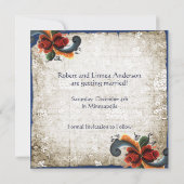 Sparen de Datum Noorse Rosemaling Douane Save The Date (Achterkant)