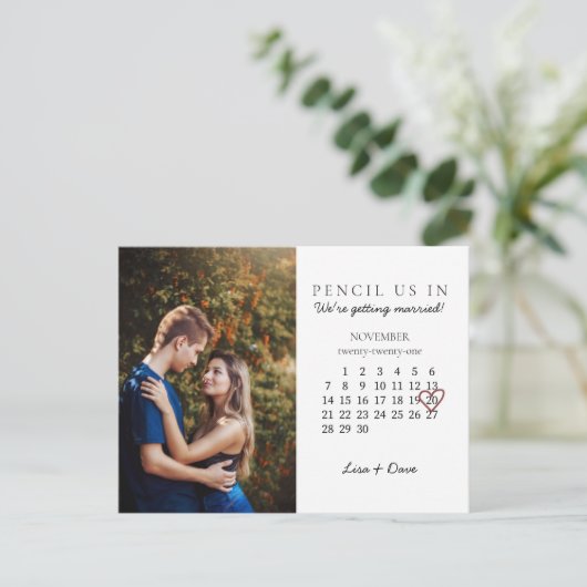 Sparen de Datum nov 2021 Maand Roze Hart van de Ka Briefkaart (Staand voorkant)