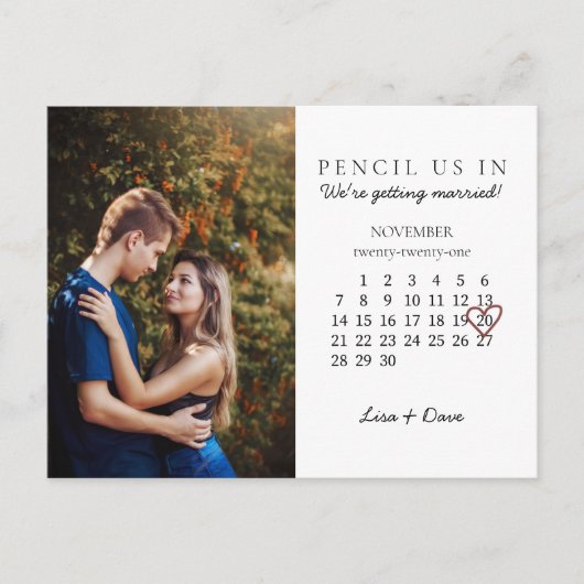 Sparen de Datum nov 2021 Maand Roze Hart van de Ka Briefkaart (Voorkant)