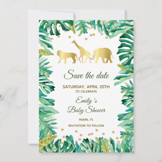 Sparen de Datum Oerwoud Dieren Botanische Safari Save The Date (Voorkant)