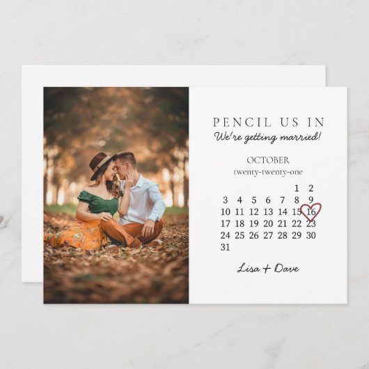 Sparen de Datum okt 2021 Maand Roze Hart van de Ka Feestdagenkaart (Voorkant / Achterkant)