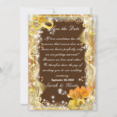 Sparen de datum oranje goud & Bruin Bg waterverf Kaart (Voorkant)