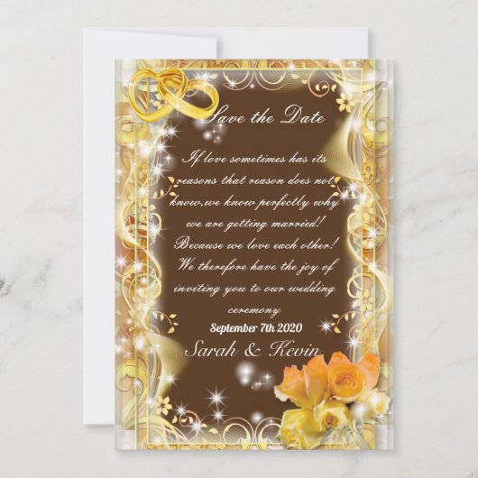 Sparen de datum oranje goud & Bruin Bg waterverf Kaart (Voorkant)