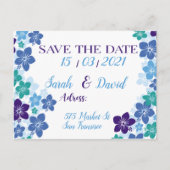 Sparen de datum paarblauw ontwerp voor bruiloft aankondigingskaart (Voorkant)