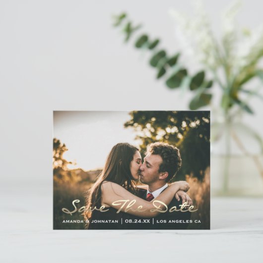 Sparen de Datum Paars van het Manuscript Golden va Briefkaart (Staand voorkant)