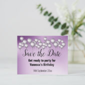 Sparen de Datum Paarse ballonnen Al Voorval Aankondigingskaart (Staand voorkant)