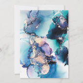 Sparen de datum Paarse Blauwe Inky Uitnodiging (Achterkant)