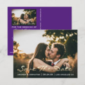 Sparen de Datum Paarse de Foto van het Golden Manu Briefkaart (Voorkant / Achterkant)