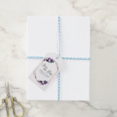 Sparen de Datum Paarse Floral Cadeaulabel (Met Touw)