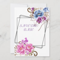 Sparen de Datum Paarse Floral van de Vertrek Kaart