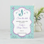Sparen de Datum Paarse Glitter van de Zeemeermin B Save The Date (Staand voorkant)