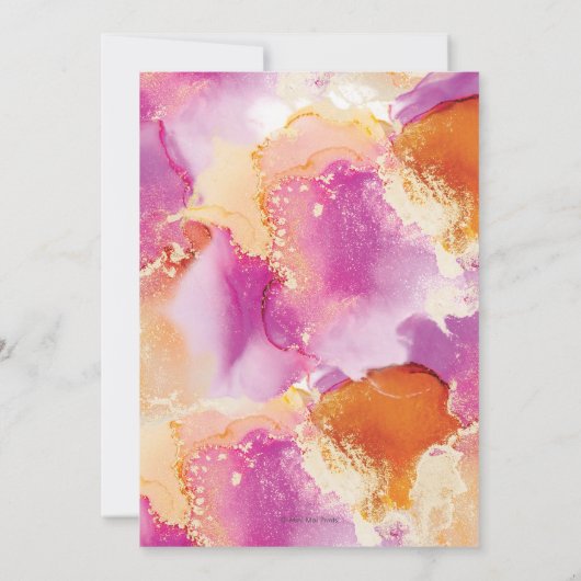 Sparen de datum Paarse Oranje Inky Uitnodiging (Achterkant)