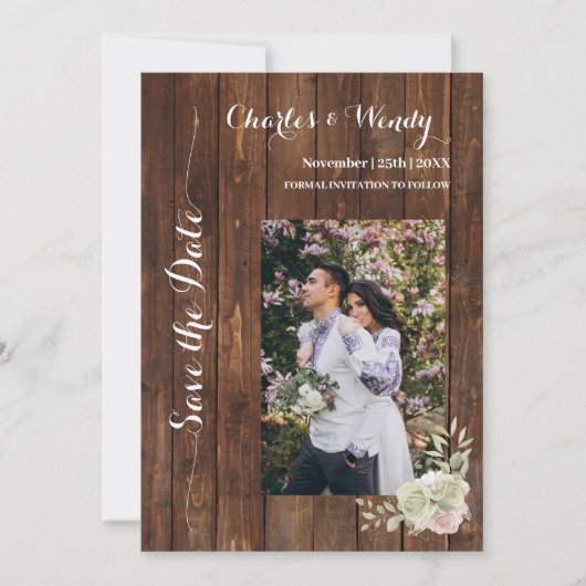 Sparen de Datum Paarse Rozen van het Land Kaart (Voorkant)