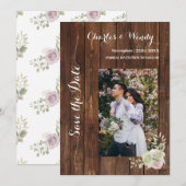 Sparen de Datum Paarse Rozen van het Land Kaart (Voorkant / Achterkant)