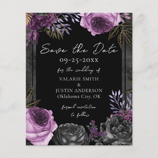 Sparen de Datum Paarse Zwarte Gothic Weddenschap (Voorkant)