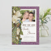 Sparen de Datum - Pacock & Magnolia Swirls Save The Date (Staand voorkant)