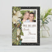 Sparen de Datum - Pacock & Magnolia Swirls Save The Date (Staand voorkant)