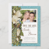 Sparen de Datum -  Pacock & Magnolia Swirls Save The Date (Voorkant)