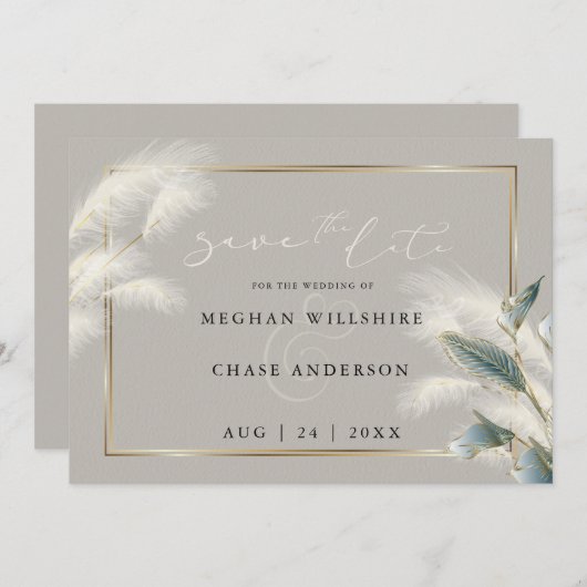 Sparen de Datum Pampas Grass Blauwgroen Anthurium (Voorkant / Achterkant)