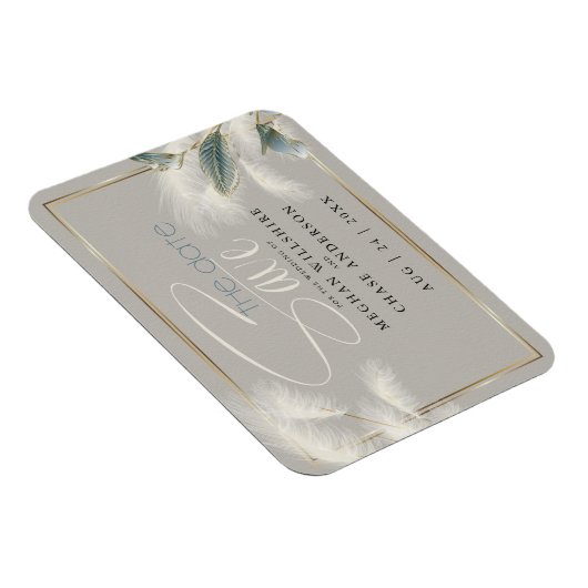 Sparen de Datum Pampas Grass Blauwgroen Anthurium Magneet (Rechterzijde)