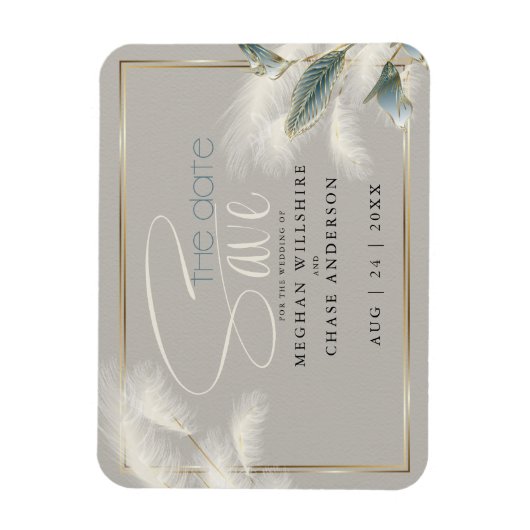 Sparen de Datum Pampas Grass Blauwgroen Anthurium Magneet (Verticaal)