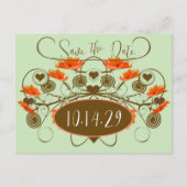 Sparen de Datum - papavers met een Rand Aankondigingskaart (Voorkant)