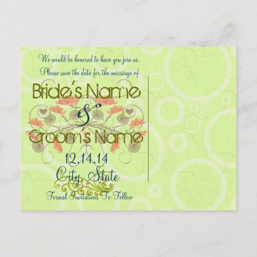 Sparen de Datum - papavers met een Rand Aankondigingskaart (Achterkant)